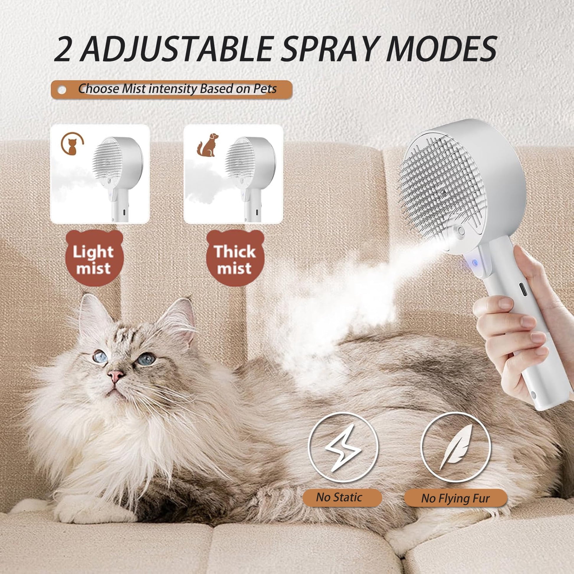 4-in-1 Steamy Pet Grooming Brush