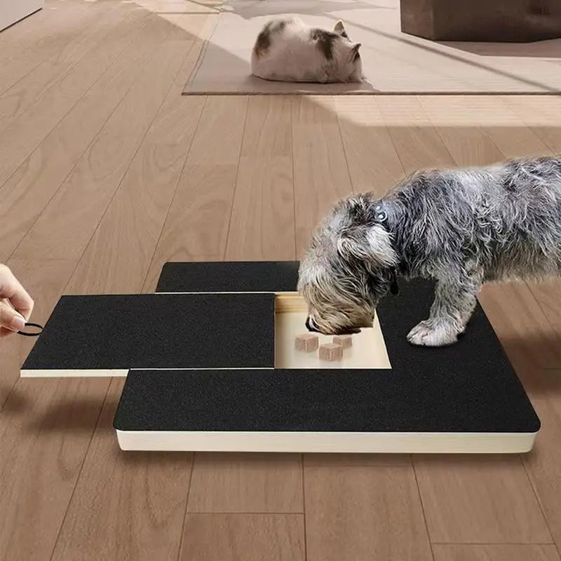 Wooden Dog Nail Scratch Pad with Built-in Treat Drawer