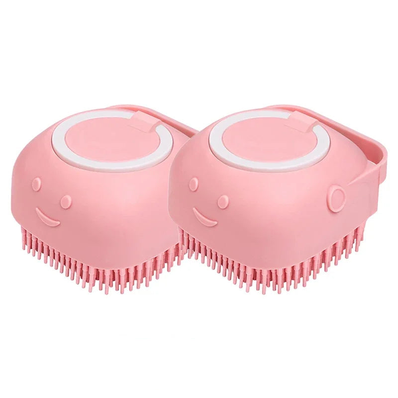 Soft Silicone Pet Bath Brush with Shampoo Dispenser