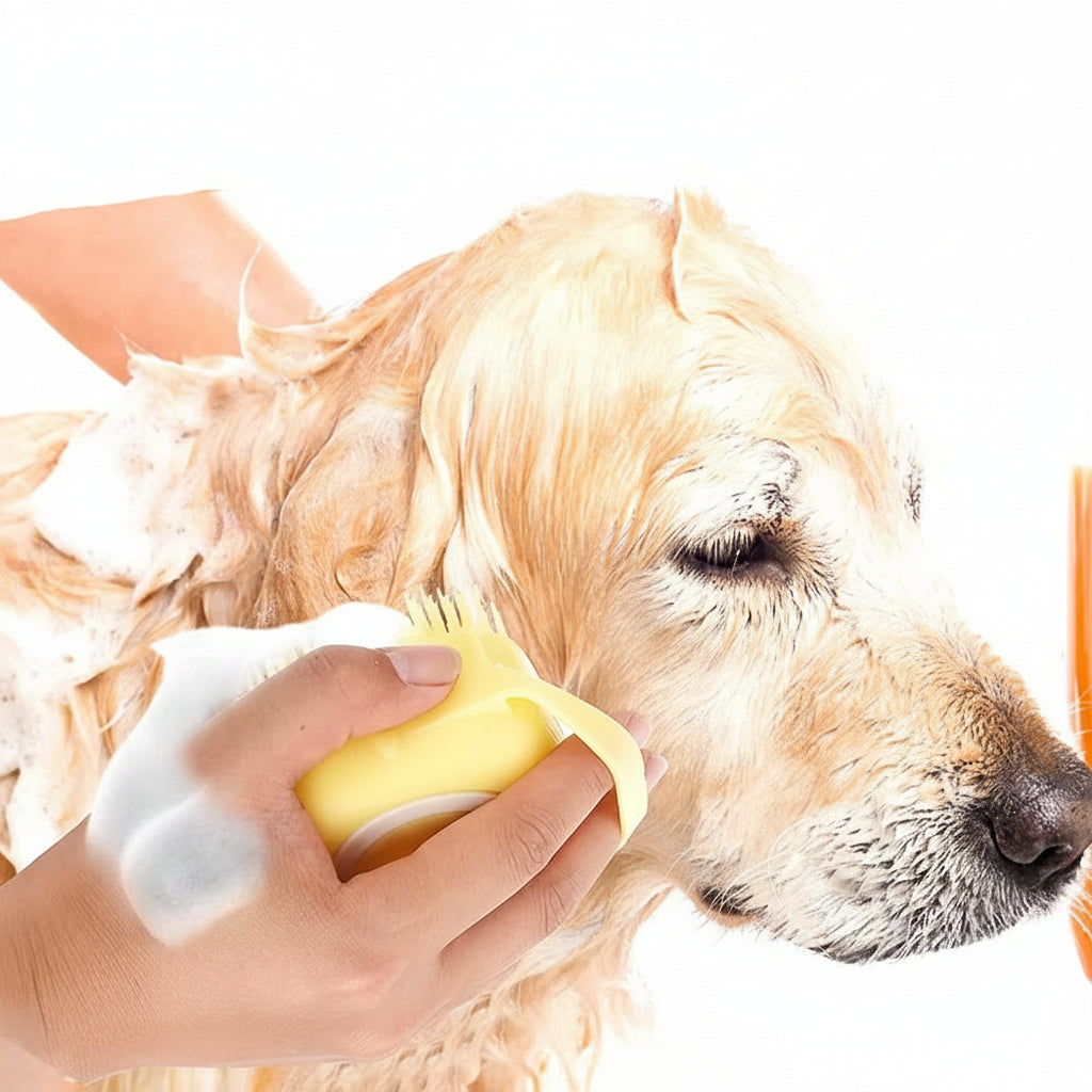 Soft Silicone Pet Bath Brush with Shampoo Dispenser