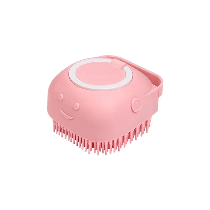 Soft Silicone Pet Bath Brush with Shampoo Dispenser