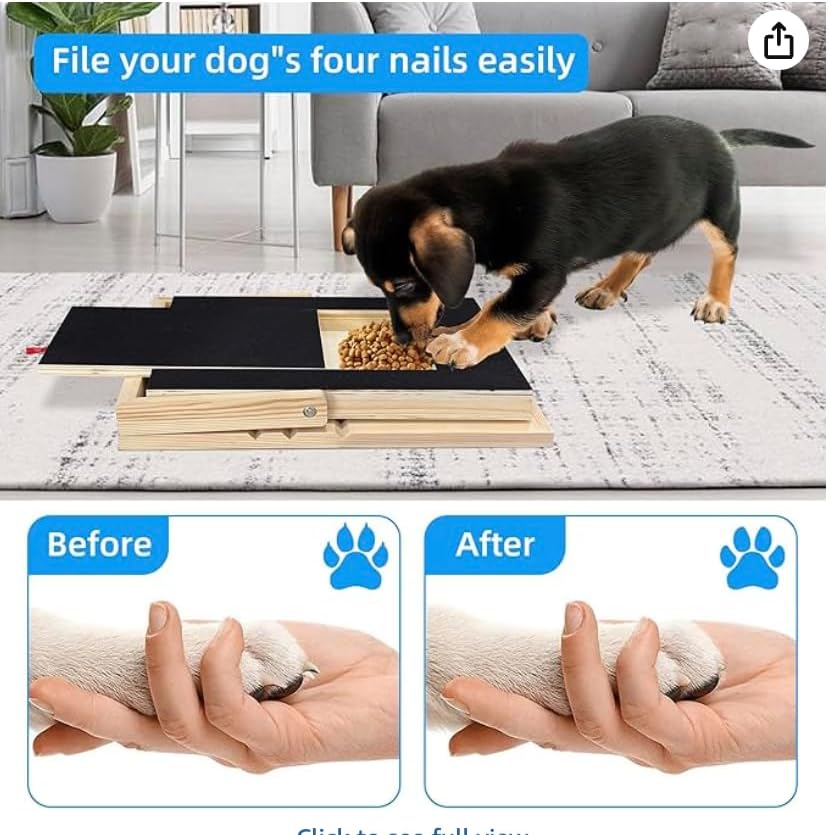 Dog Nail Filing Board with Treat Compartment - Durable Wooden Scratch Pad for All Breeds (Adjustable)