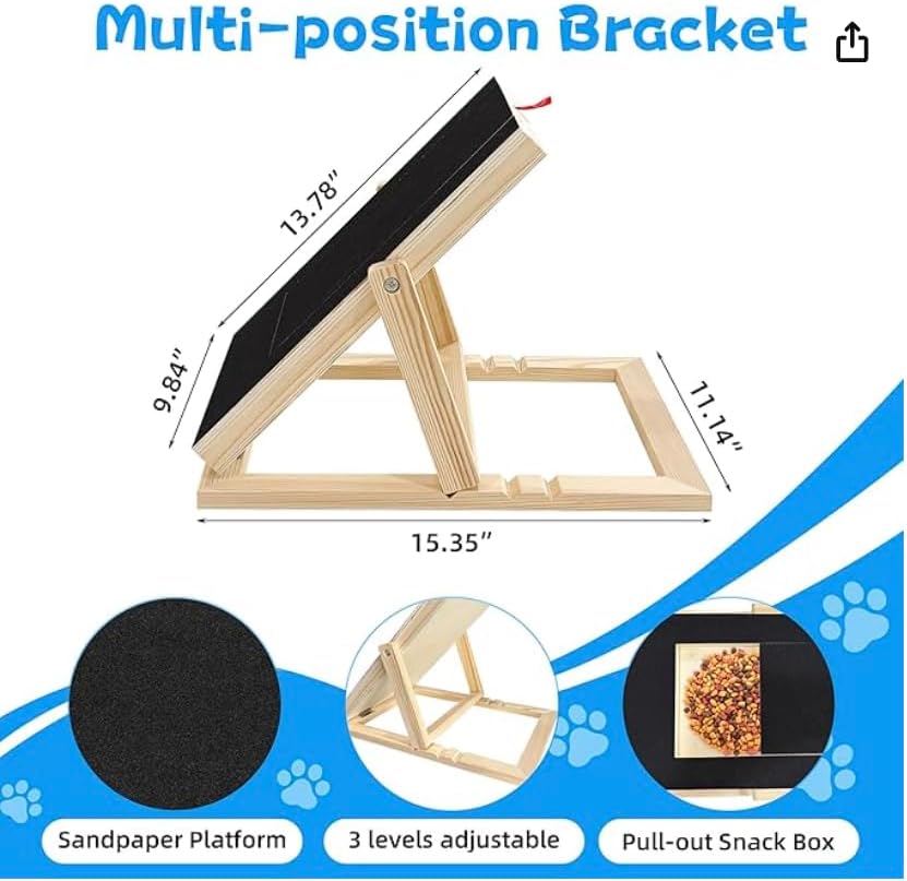 Dog Nail Filing Board with Treat Compartment - Durable Wooden Scratch Pad for All Breeds (Adjustable)