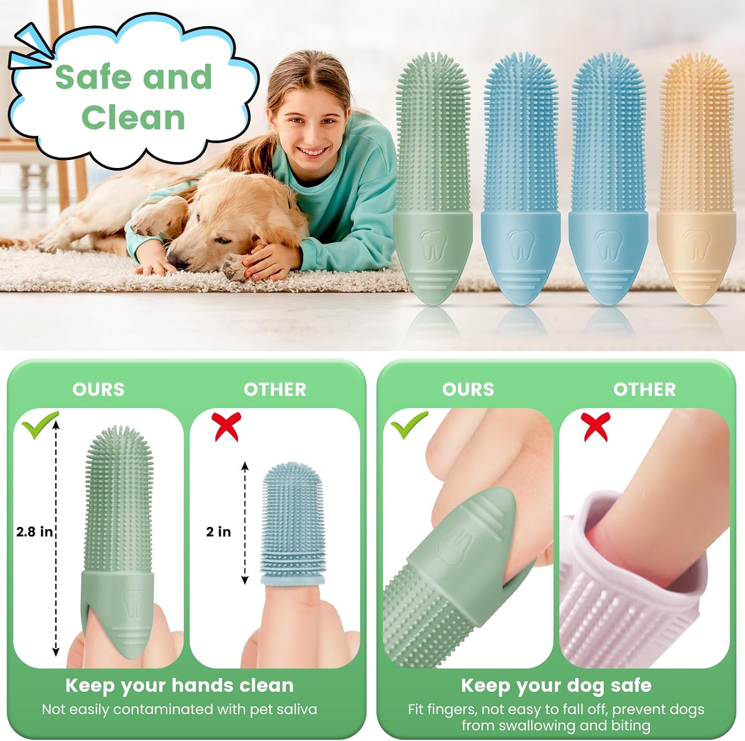 360° Silicone Pet Finger Toothbrush