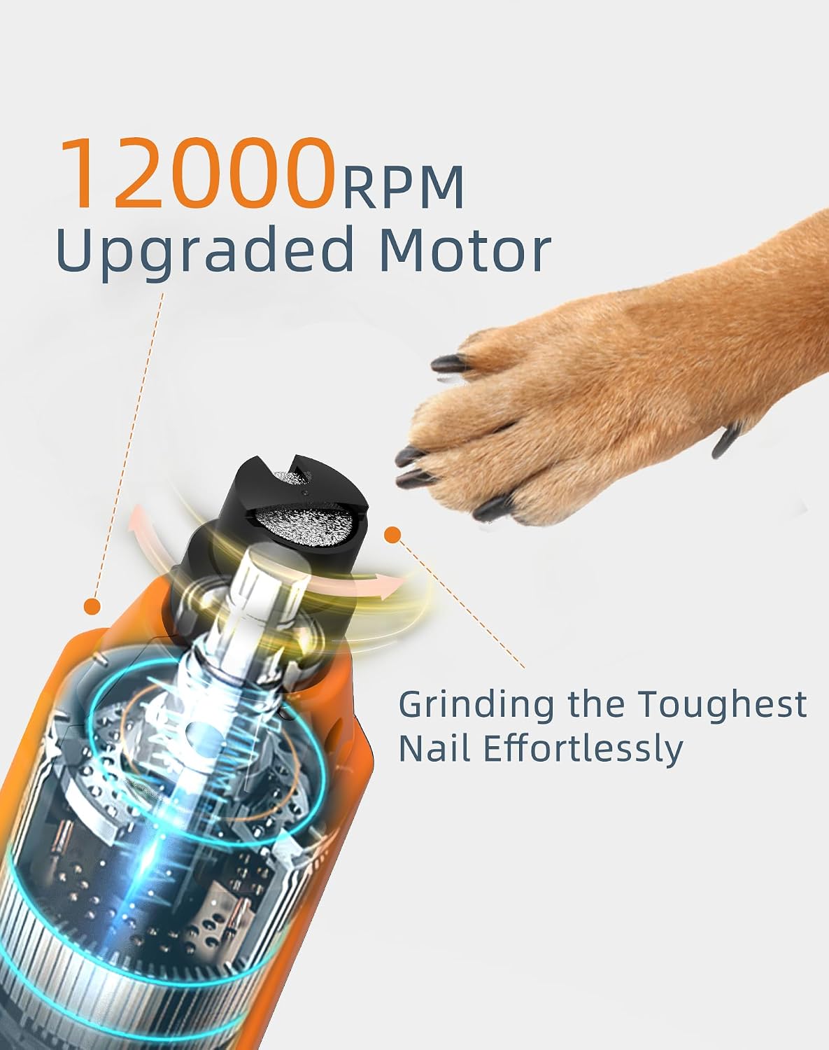 6-Speed Quiet Pet Nail Grinder with LED Lights