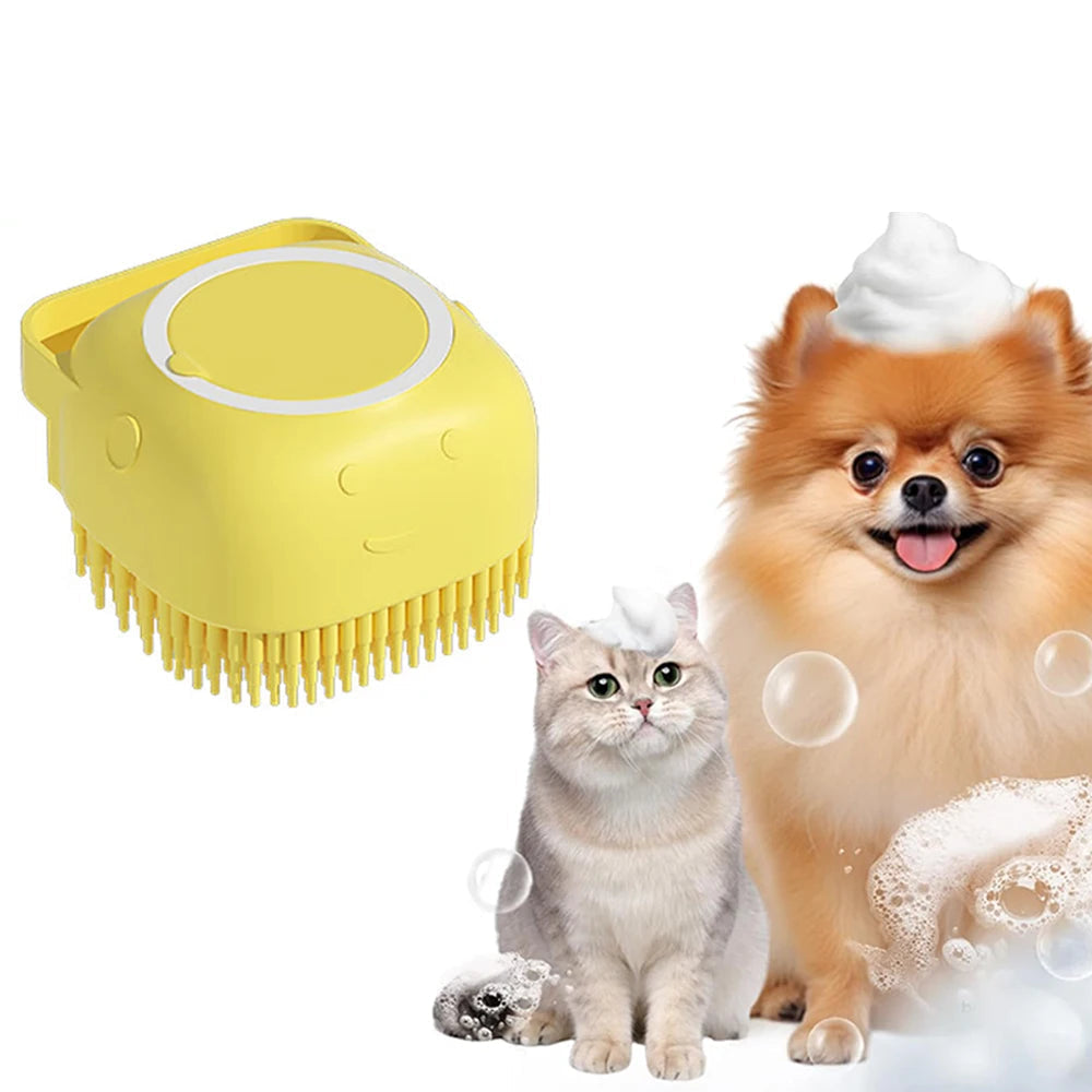 Soft Silicone Pet Bath Brush with Shampoo Dispenser