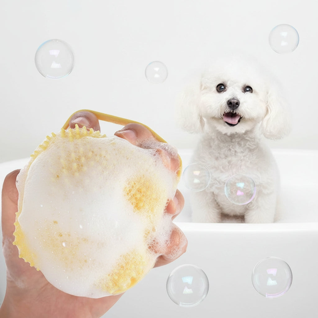 Soft Silicone Pet Bath Brush with Shampoo Dispenser