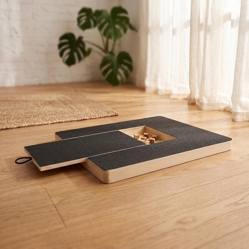 Wooden Dog Nail Scratch Pad with Built-in Treat Drawer
