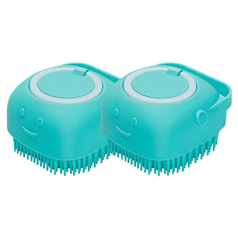 Soft Silicone Pet Bath Brush with Shampoo Dispenser